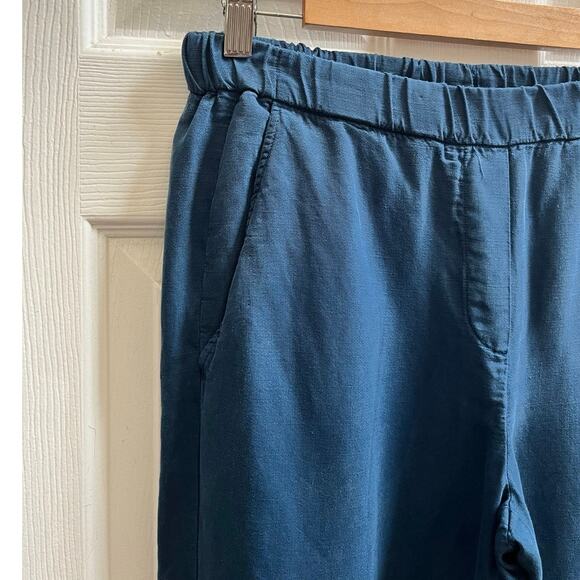 Diega Pantero Blue Linen Blend Pocket Pull On Elastic Waistband Pant Medium - Picture 4 of 12